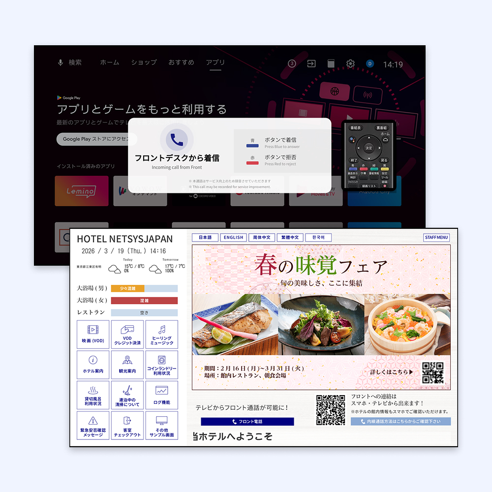 客室TVで実現する双方向内線通話